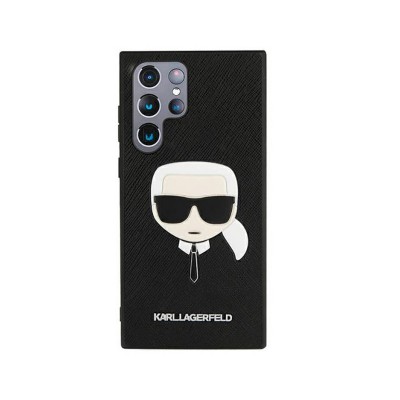 Husa Premium Originala Karl Lagerfeld Compatibila Cu Samsung Galaxy S22 Ultra, Colectia Saffiano Karl Head, Negru